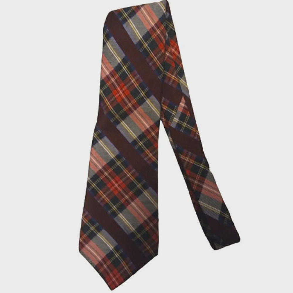 Vintage Qiana Christmas Plaid Necktie